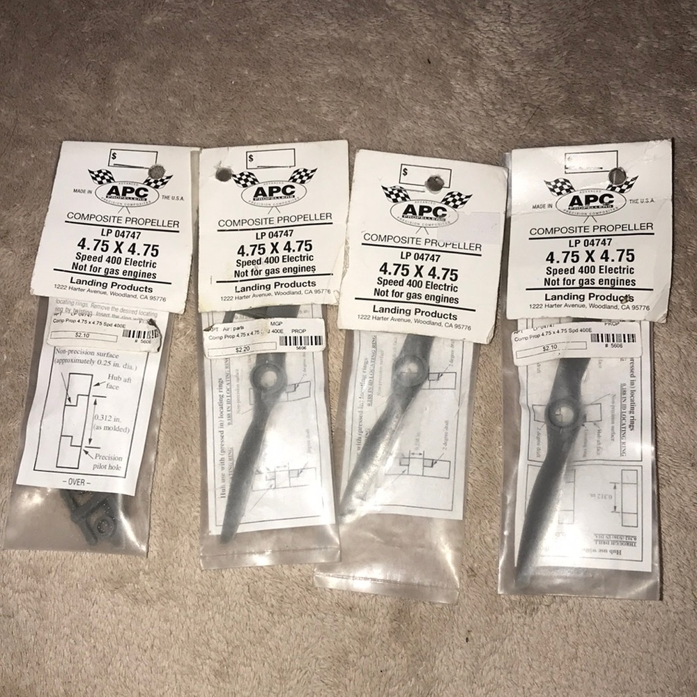 APC composite propellers 4.75 x 4.75 speed 400 electric set of 4 New